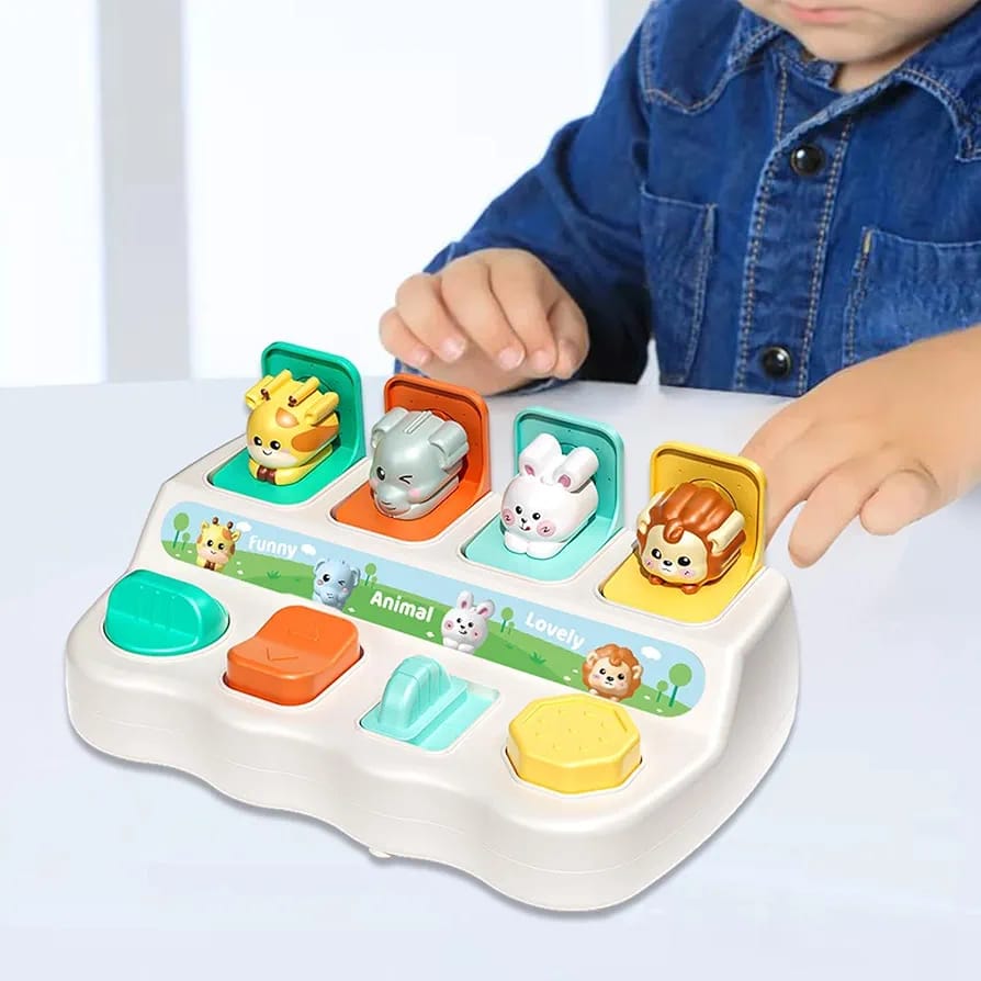 Fidtoy Jouet Pop Up Éducatif avec Animaux Mignons pour Tout-Petits de 12 Mois et Plus, Jeu Interactif Cause à Effet avec Animaux