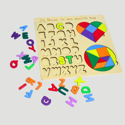 Rompecabezas lógico geométrico y tablero de alfabeto Montessori - 501