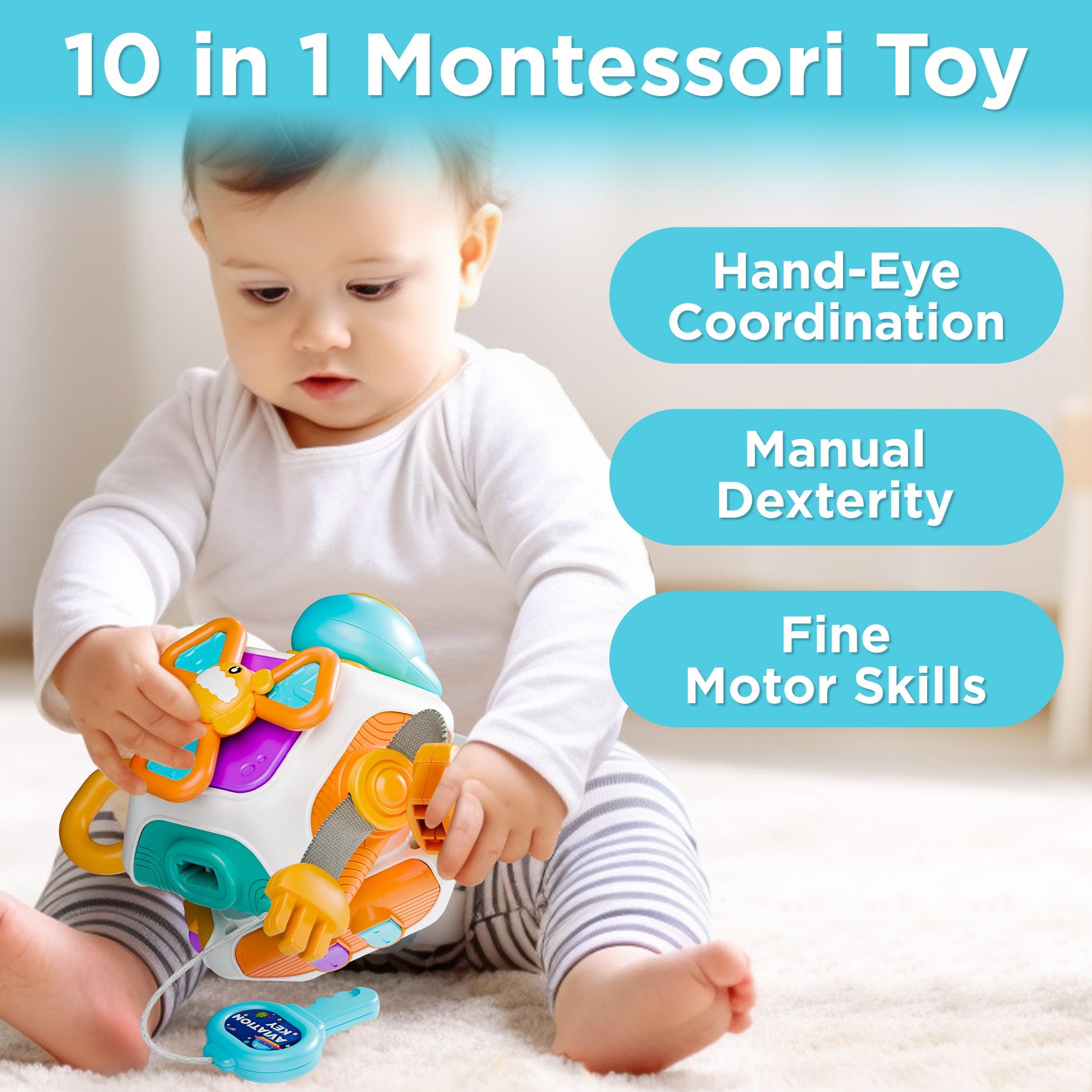 Fidtoy Cubo Sensorial 10 en 1 para Niños Pequeños