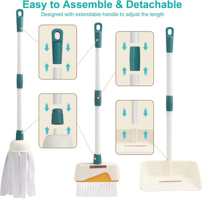 Fidtoy Children Clean Time Cleaning Set for Toddlers – Pretend Play Cleaning Toy Kit with Broom Mop Bucket Dustpan Role Play Housekeeping Set for Kids Ages 2-6