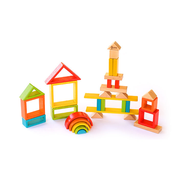 Juego de bloques de madera premium Bloques creativos Bloques arcoíris y más - Juguetes de madera de diseño abierto
