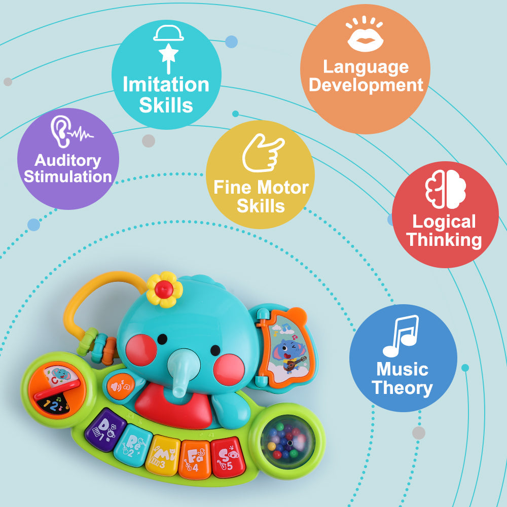 Fidtoy Éléphant Musical Éducatif pour Bébés