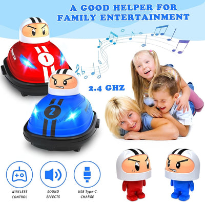 Fidtoy Remote Control Bumper Cars for Kids Two Player RC Battle Car Set with Pop Out Drivers, Lights and Sound