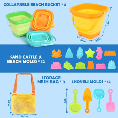 Juego de 30 Juguetes de Playa Plegables para Niños de 3 a 10 Años