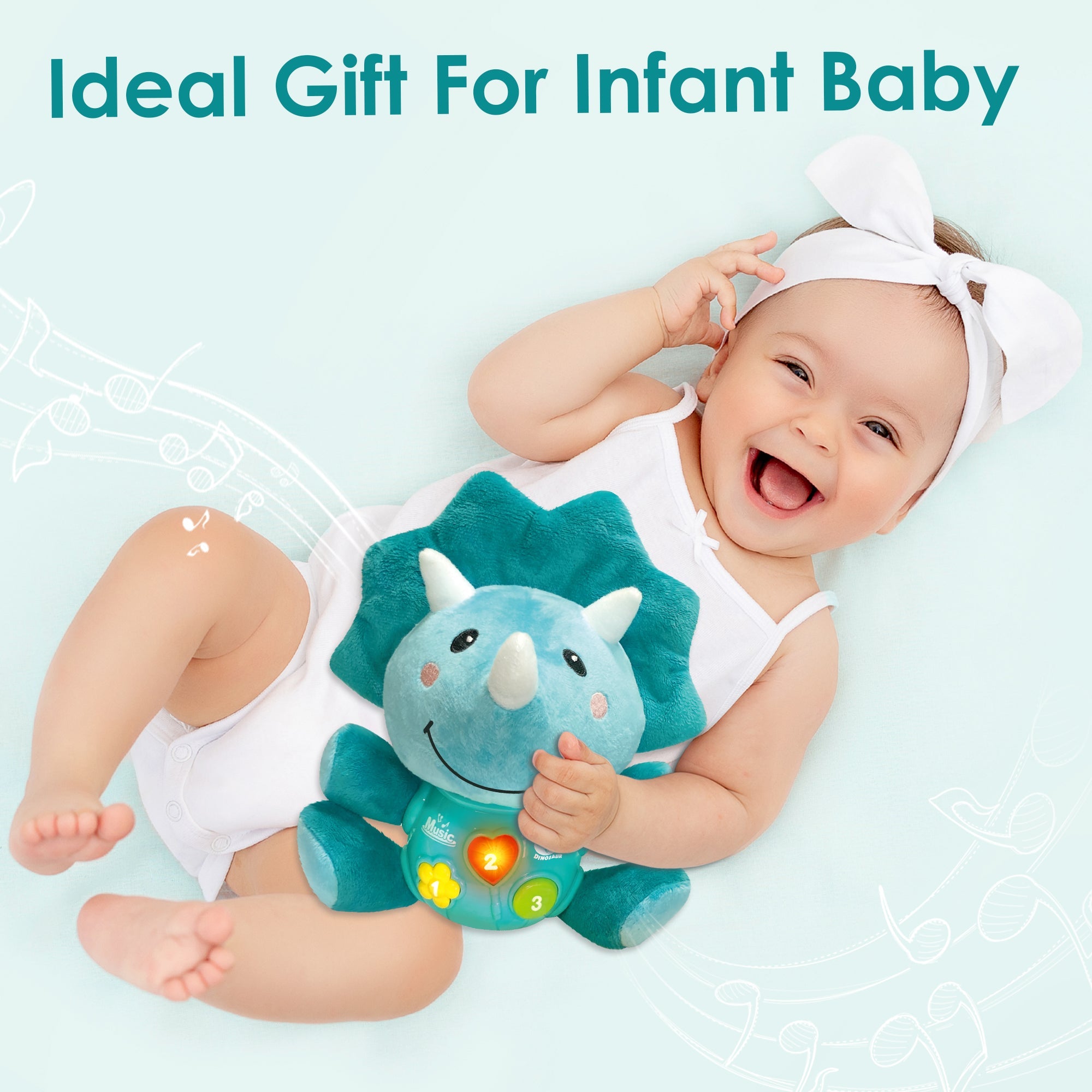 Fidtoy Peluche dinosaure musicale pour bébés