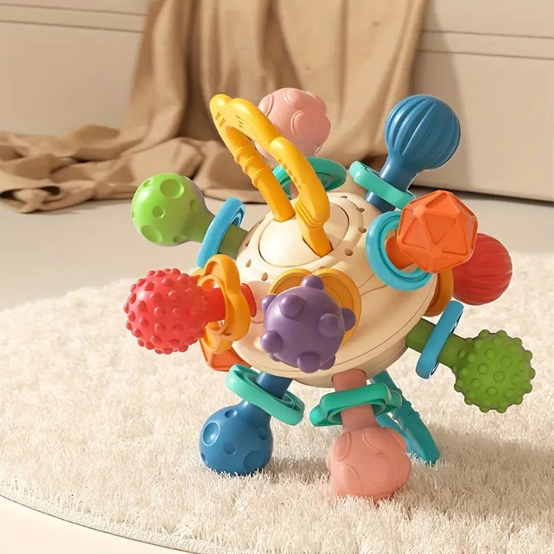 Fidtoy Colorful Teething and Sensory Baby Rattle Toy for Babies Fine Motor Grasping Exploration Play