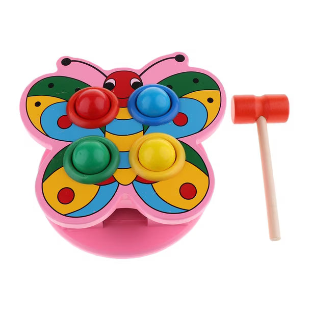 Fidtoy Jouet en bois à marteler avec balles, marteau, Montessori, motricité fine, reconnaissance des couleurs pour enfants de 3 ans et plus