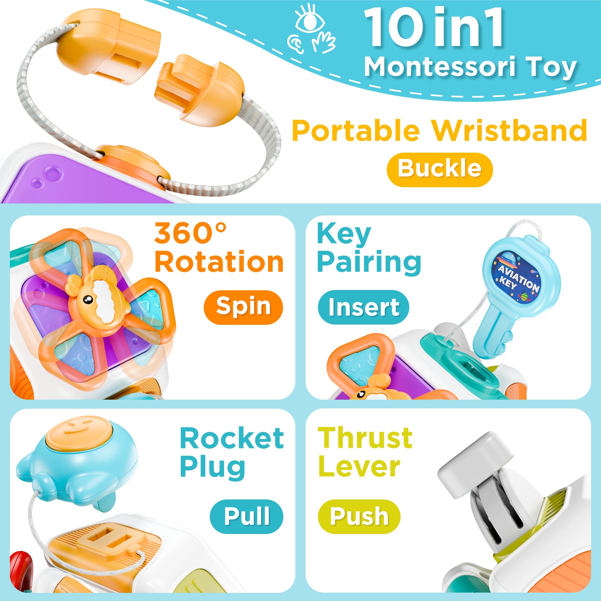 Fidtoy Cubo Sensorial 10 en 1 para Niños Pequeños
