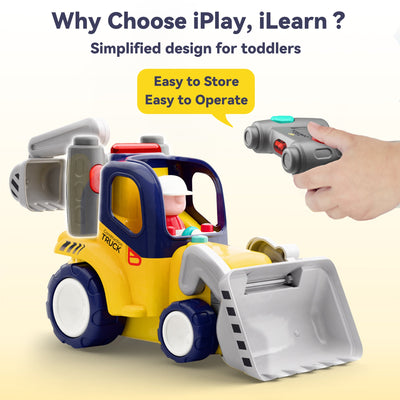 Fidtoy Camion de chantier télécommandé avec lumières et sons pour les tout-petits