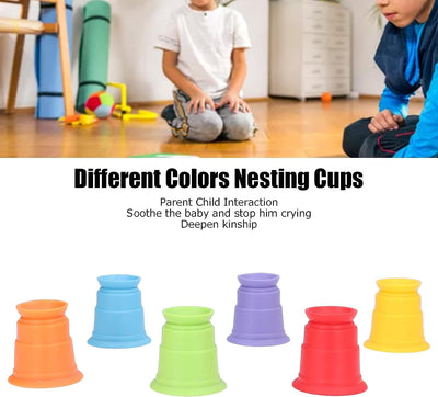 Fidtoy Colorful Soft Rubber Stacking Cups 6-Piece Baby Bath Toy for Early Learning