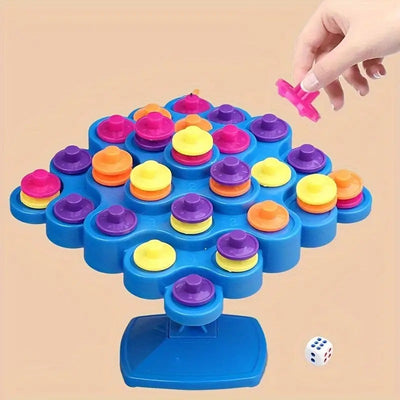 Fidtoy Topple Balance Family Game for Kids & Families | Plastic Stacking Strategy Board Game, 48 Game Pieces, Dice, Tilting Tower, Spatial Reasoning & STEM-Style Balance Game Age 6+