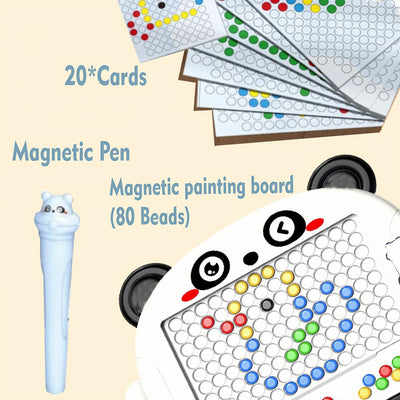 Fidtoy Panda Magnetic Drawing Bead Tablet Plastic Mess Free Magnetic Bead Drawing Board for Kids Ages 3+