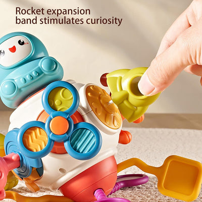 Fidtoy 8-in-1 Multifunctional Space Busy Activity Play Set for Toddlers, Montessori Sensory Activity Cube with Buttons, Gears, Pull Cords and Sliders