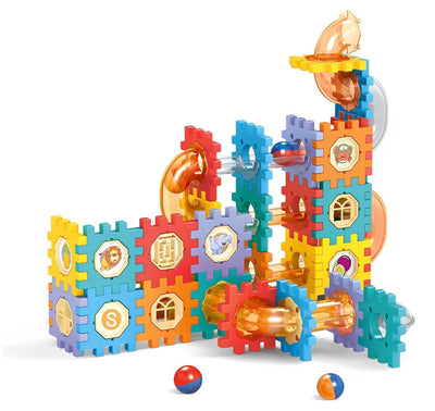 Fidtoy Pipeline Marble Ball Track Connecting Building Blocks 125pcs STEM Marble Run Construction Toy for Kids Ages 3+