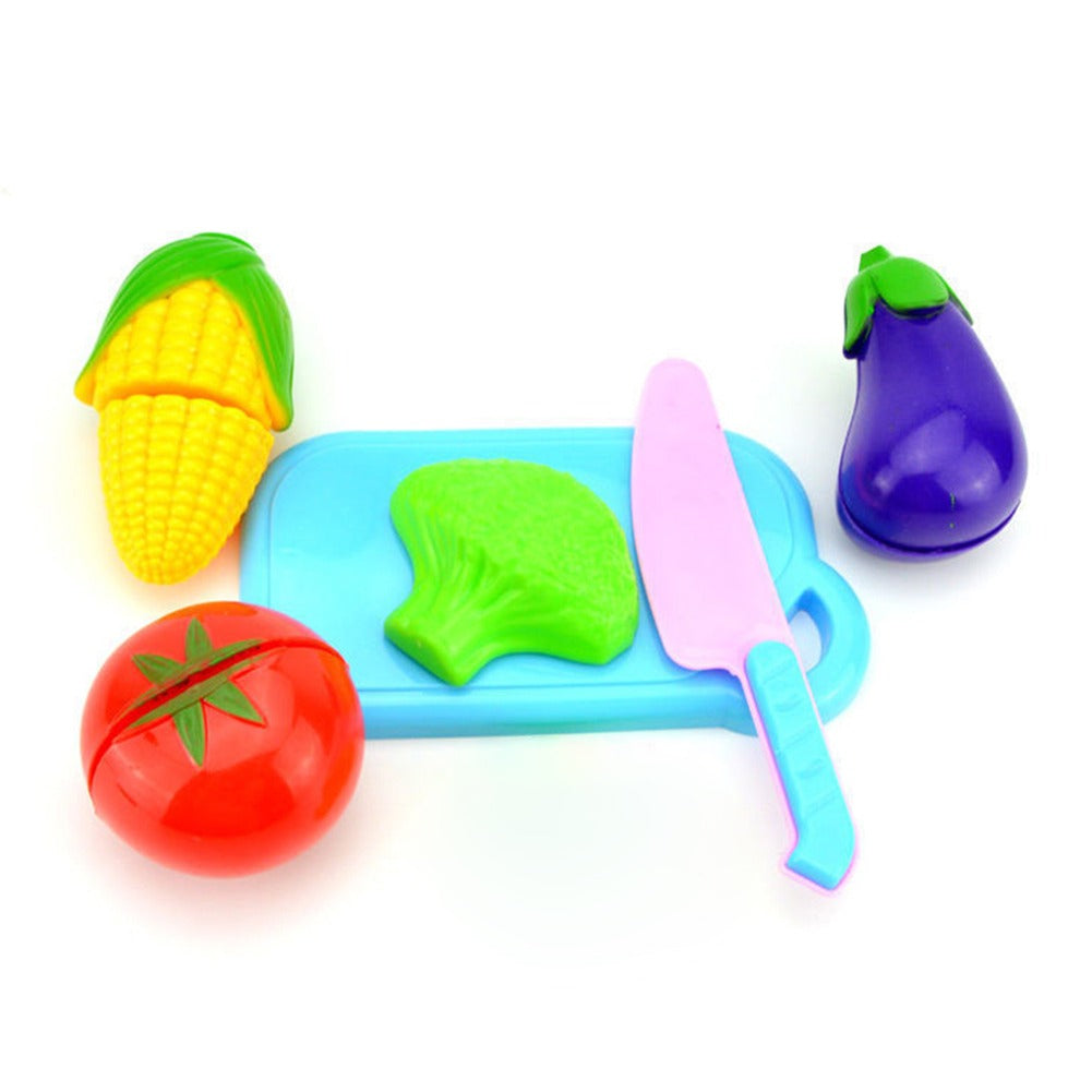 Fidtoy Vegetable Cutting Play Set with Knife Board for Kids | Plastic Pretend Food Cutting Toy, Fruits & Vegetables, Kitchen Role Play, Fine Motor Skills & Imaginative Play Age 2-6