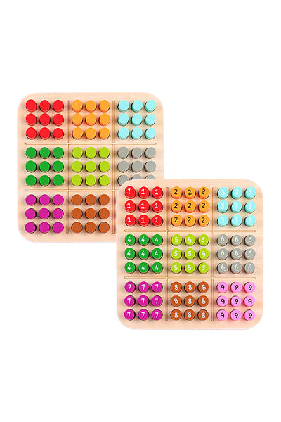 Tablero de memoria de números y colores Sudoku de madera