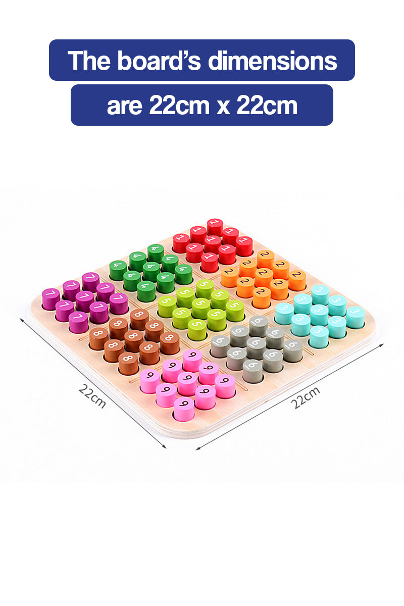 Tablero de memoria de números y colores Sudoku de madera