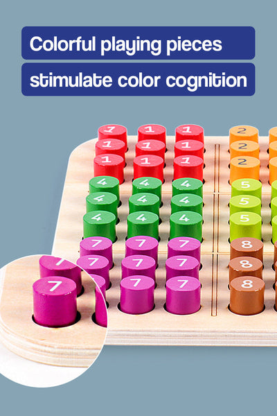 Tablero de memoria de números y colores Sudoku de madera