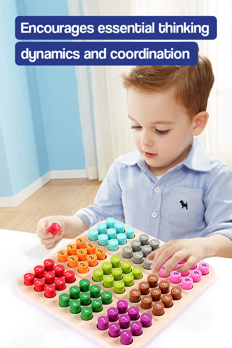 Tablero de memoria de números y colores Sudoku de madera