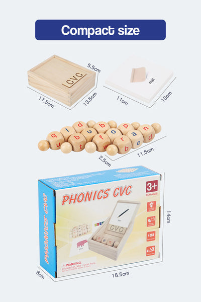 Jouet pédagogique en bois pour apprendre les blocs de lettres CVC par rotation