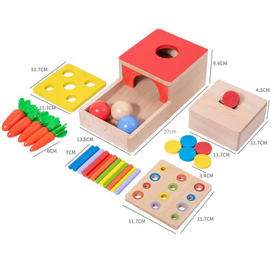 Jouets en boîte à monnaie à tiroir Montessori 4-en-1