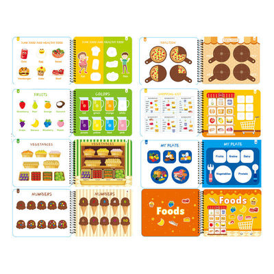 Ilustraciones de aprendizaje temprano Iluminación Juegos de comida Libro plegable