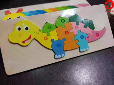 Fidtoy Puzzle en Bois 3D Dinosaure, Planche d'Animaux en Bois pour Tout-petits, Puzzle Dino Assorti pour la Maternelle, Jouet de Motricité Fine et de Reconnaissance des Couleurs pour les 2-6 Ans