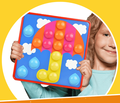 Fidtoy Jeu de Mosaïque en Boutons pour Enfants, Jeu d'Association de 45 Boutons avec 12 Cartes Illustrées, Jouet d'Apprentissage Moteur Fin et d'Association de Couleurs pour Enfants de 3 Ans et Plus