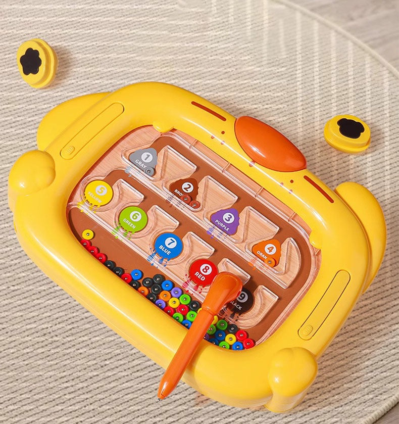 Fidtoy Puppy Drawing Slate and Magnetic Number Color Maze Game 2-in-1 Learning Board for Kids Ages 2-6