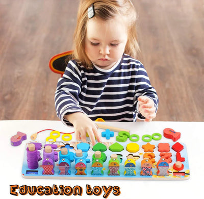 Fidtoy Wooden Magnetic Fish Counting Board Montessori Toy