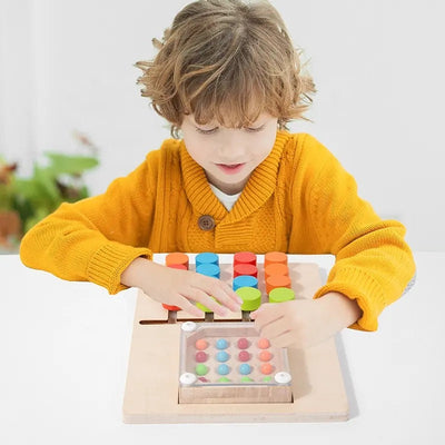 Four-Color Logic Pattern Wooden Game - 559
