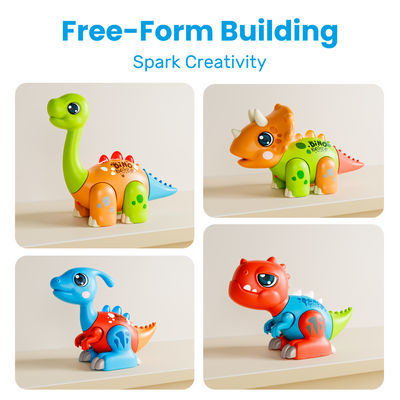 Fidtoy Jouet à assembler Dinosaure avec lumières et sons pour tout-petits