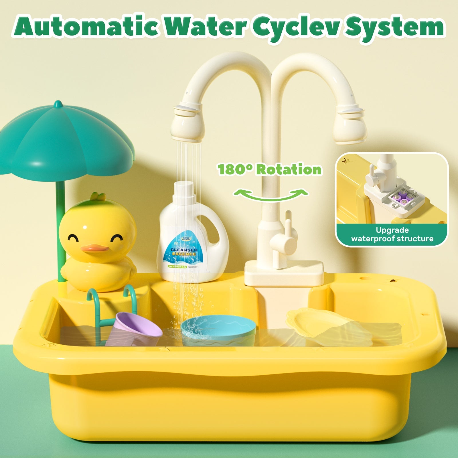 Fidtoy Kids Running Water Sink Toy Kitchen Playset
