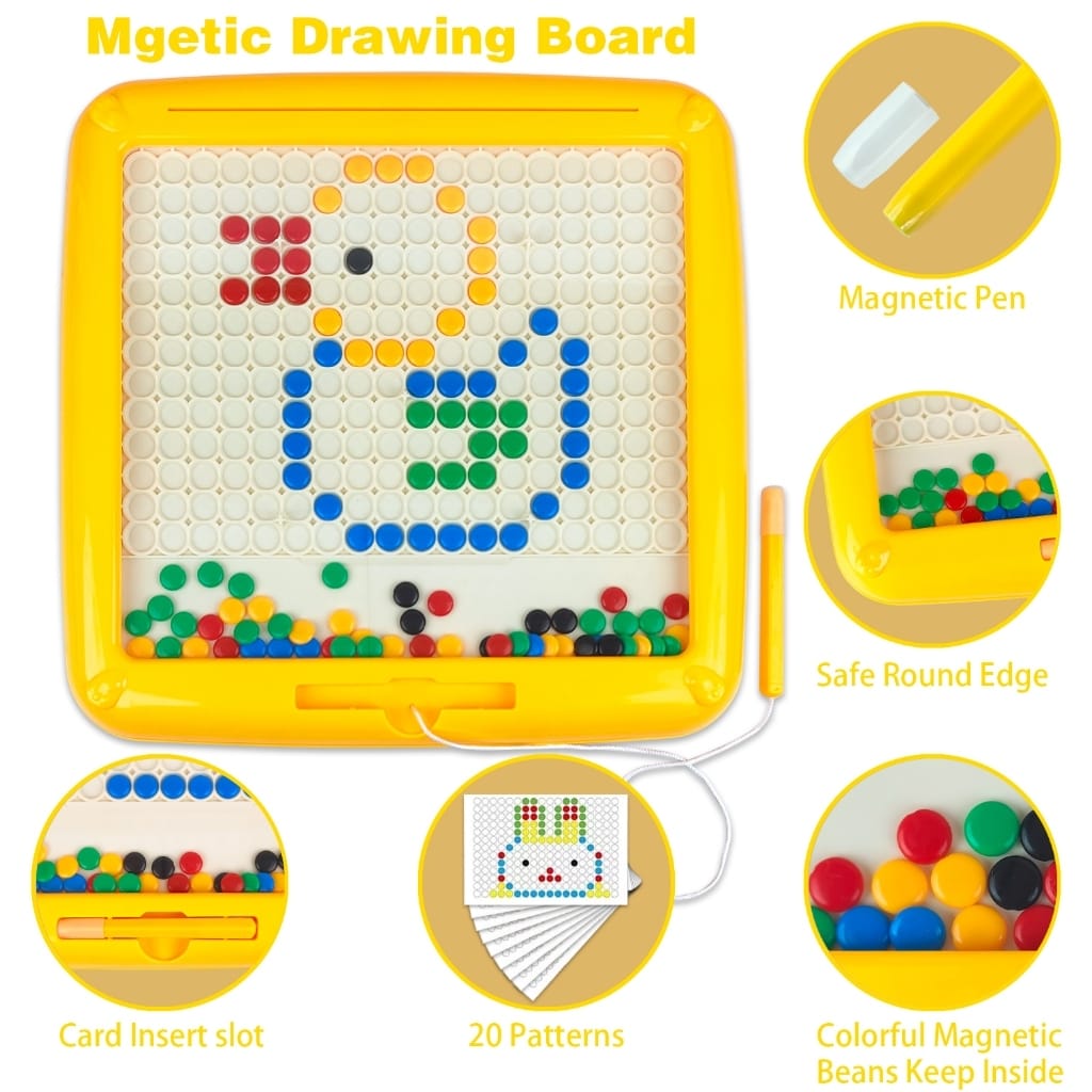 Fidtoy Tableau de tri des couleurs et de dessin de labyrinthe de perles magnétiques 2 en 1, labyrinthe magnétique double face en plastique et tableau de gribouillage, jouet de voyage pour la motricité fine pour le comptage des couleurs, 3 ans et plus