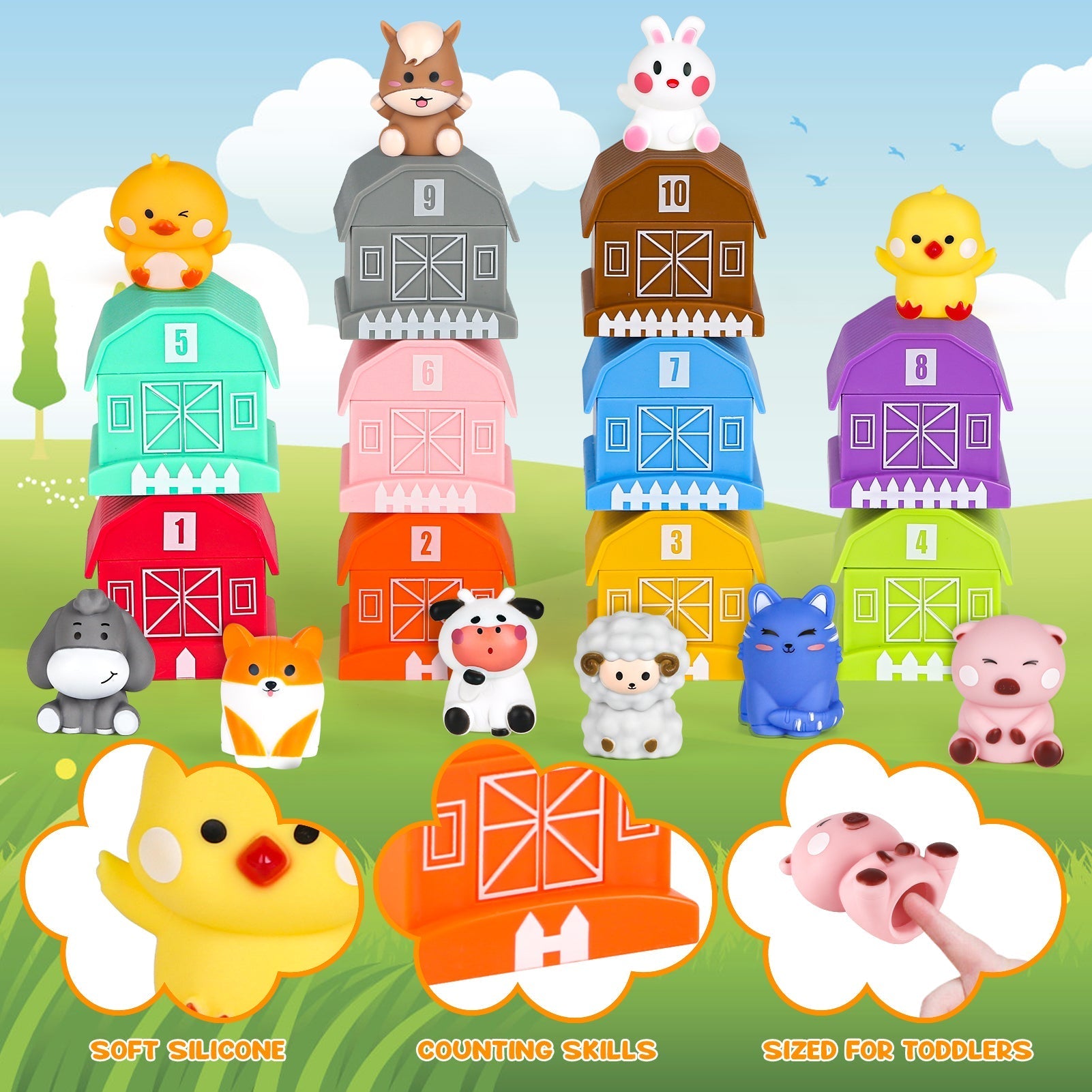 Fidtoy Farm Animal Learning Play Set