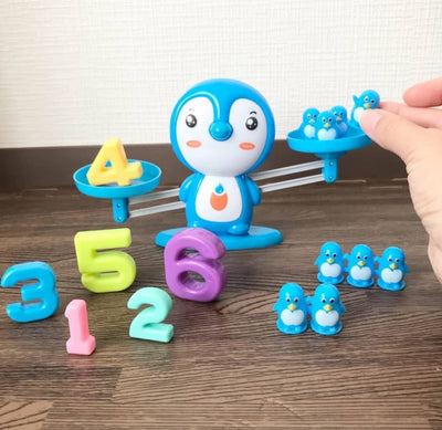 Fidtoy Penguin Balance Scale Mathematics Learning Kit Plastic Math Counting Balance Toy with 100 Weights for Kids Ages 3+