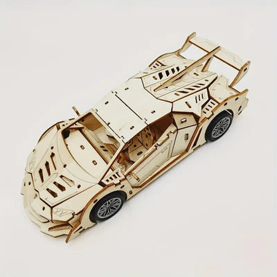 Fidtoy Puzzle 3D en Bois Voiture Supercar à Rétrofriction 114 Pièces, Maquette de Voiture en Bois pour Adolescents et Amateurs de Puzzles à partir de 14 Ans