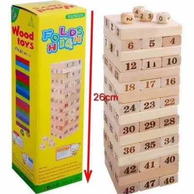 Fidtoy Juguete de Madera Jenga Numérico con Dados – Juguete Educativo para Niños