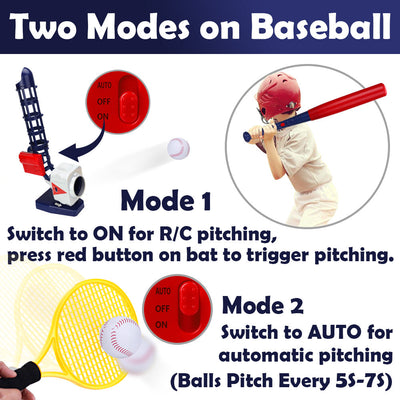 Fidtoy Ensemble Lanceur 2 en 1 de Baseball et de Tennis Télécommandé