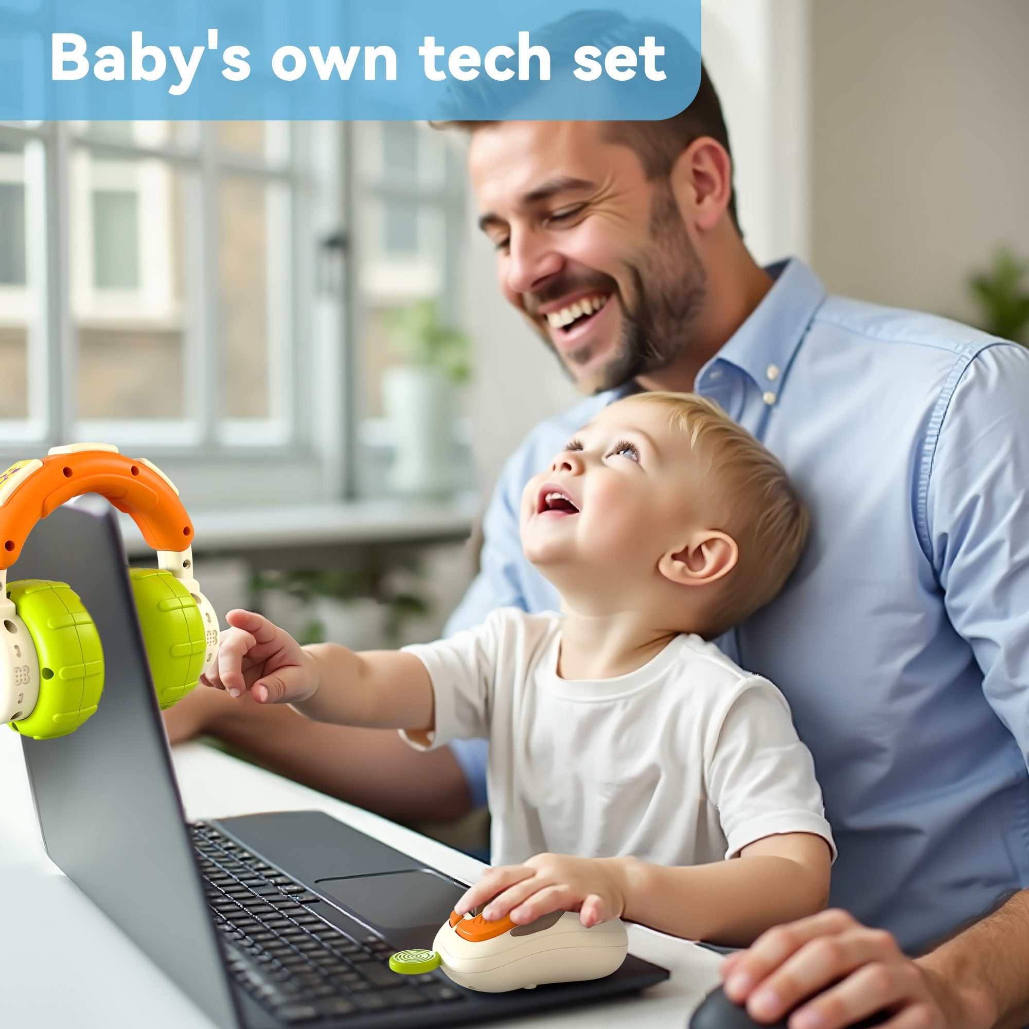 Fidtoy Ensemble Casque Musical et Jouet Souris pour Bébé