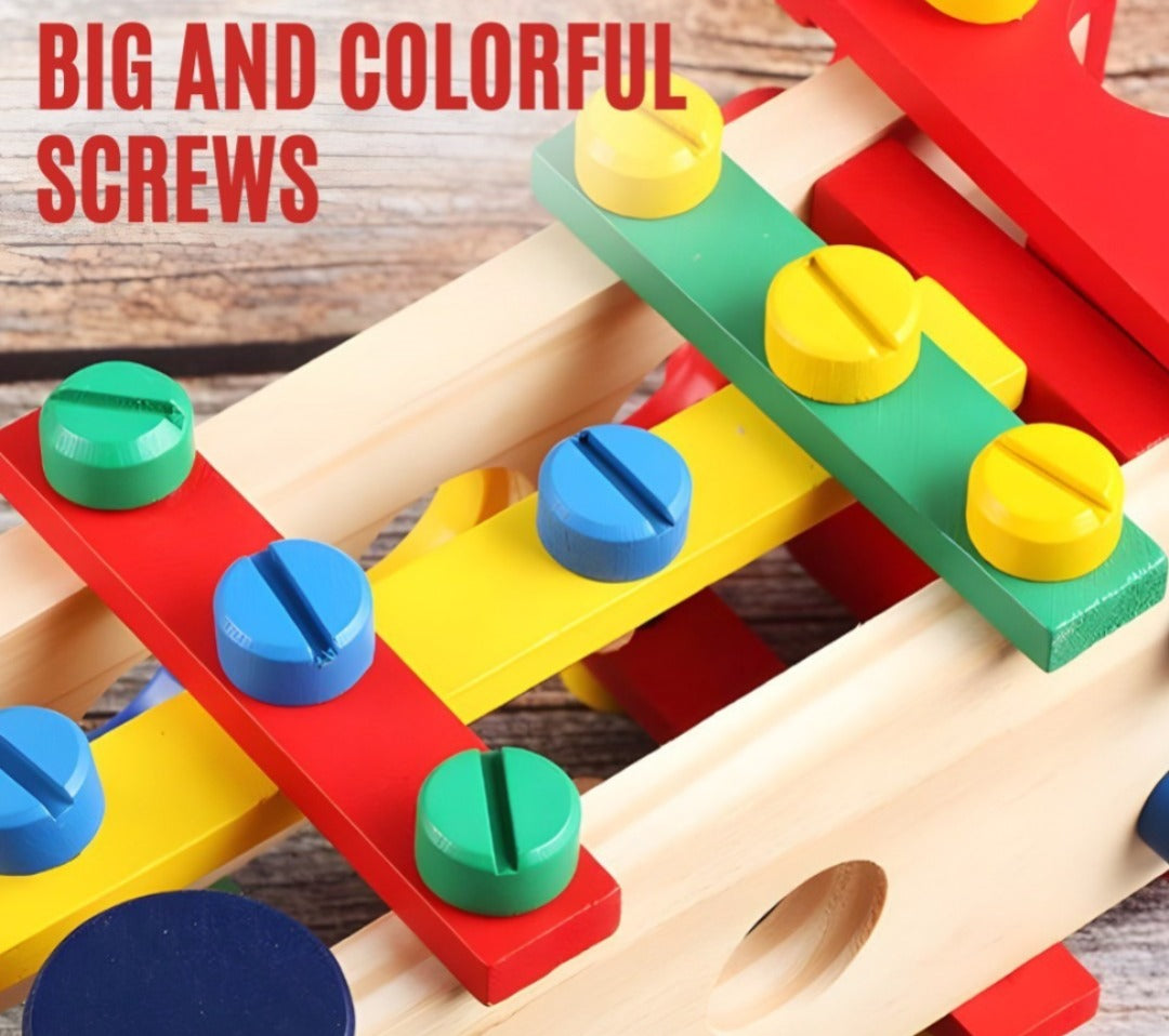 Fidtoy Kit de voiture en bois à remonter avec écrous et vis, jouet de construction pour enfants de 3 à 8 ans
