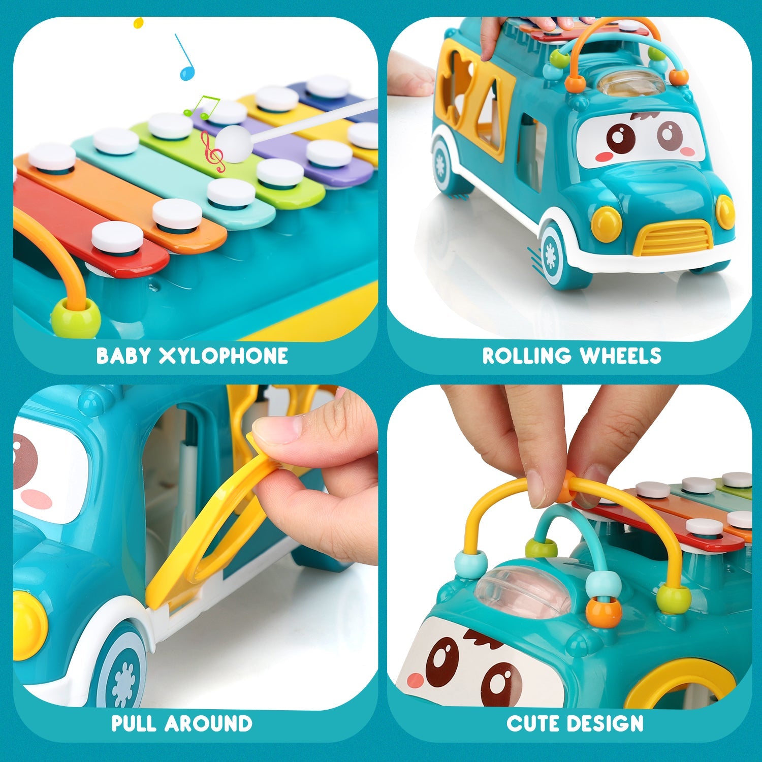 Fidtoy Musical Shape Sorter Bus for Toddlers 12 Months+