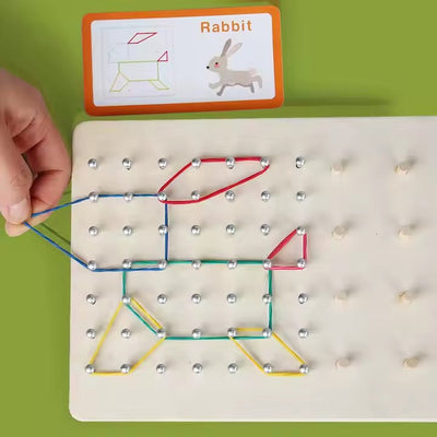 Bandas Geo de Madera Montessori y Tarjetas de Patrones con Tarjeta de Dibujo - 564