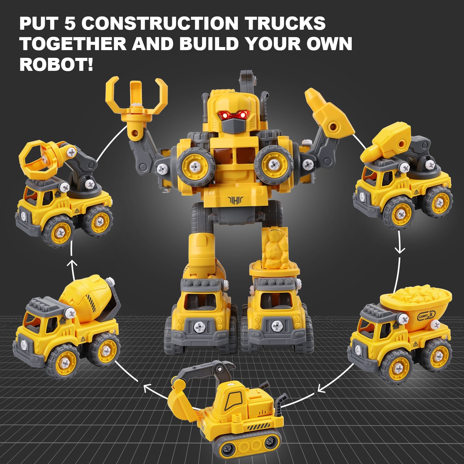 Fidtoy Take Apart Robot Construction Truck Toy for Kids 3+