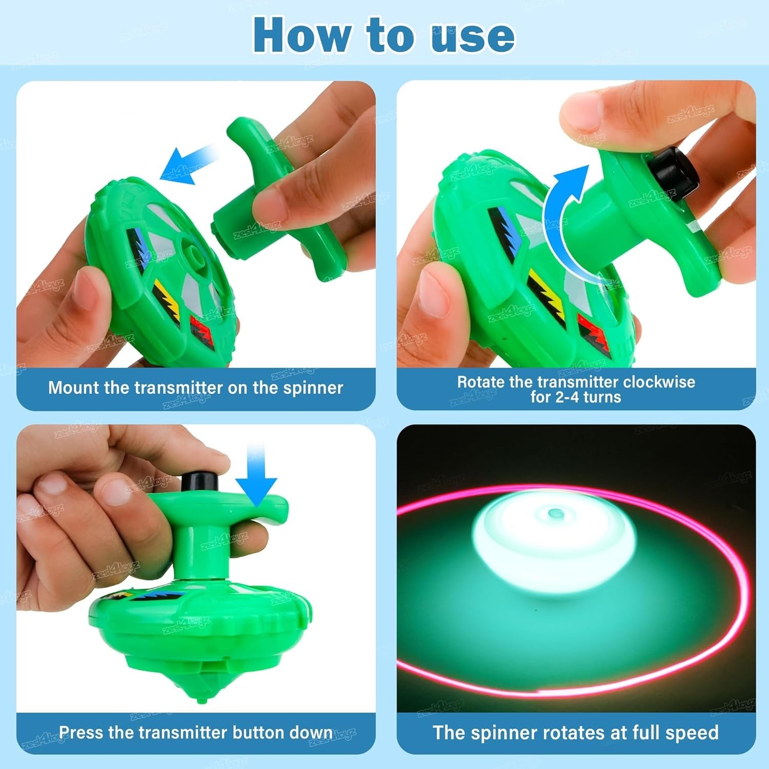 Fidtoy LED Light Music Spinning Top Toy for Kids Pull String Launcher Sensory Motor Play
