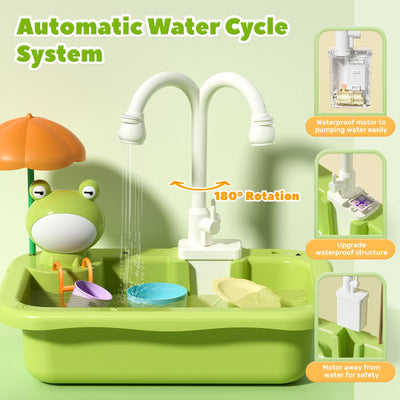 Fidtoy Kitchen Sink Playset with Running Water for Kids 3+