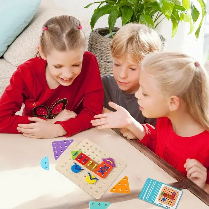 Kit de laçage en bois Fidtoy en forme de corde, jeu de motricité fine pour enfants à partir de 3 ans