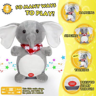 Peluche parlante Fidtoy Éléphant Dansant pour bébés et tout-petits