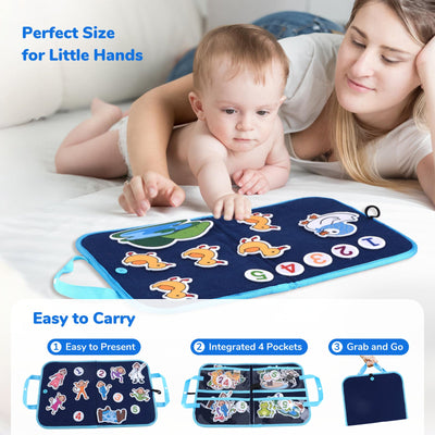 CHEFAN Tablero de fieltro para niños pequeños, tablero de franela para contar historias con piezas de fieltro de 5 patitos, 5 monitos y 5 ranitas verdes para actividades preescolares, 4 juegos