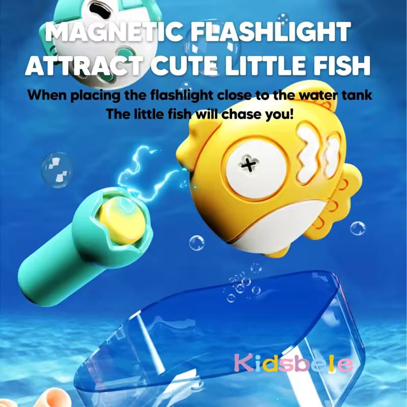 Fidtoy Jouet 2 en 1 Cage à oiseaux parlante et aquarium à poissons magnétiques en plastique avec capteur vocal, musique, lumières et jeu de pêche magnétique pour enfants de 2 ans et plus